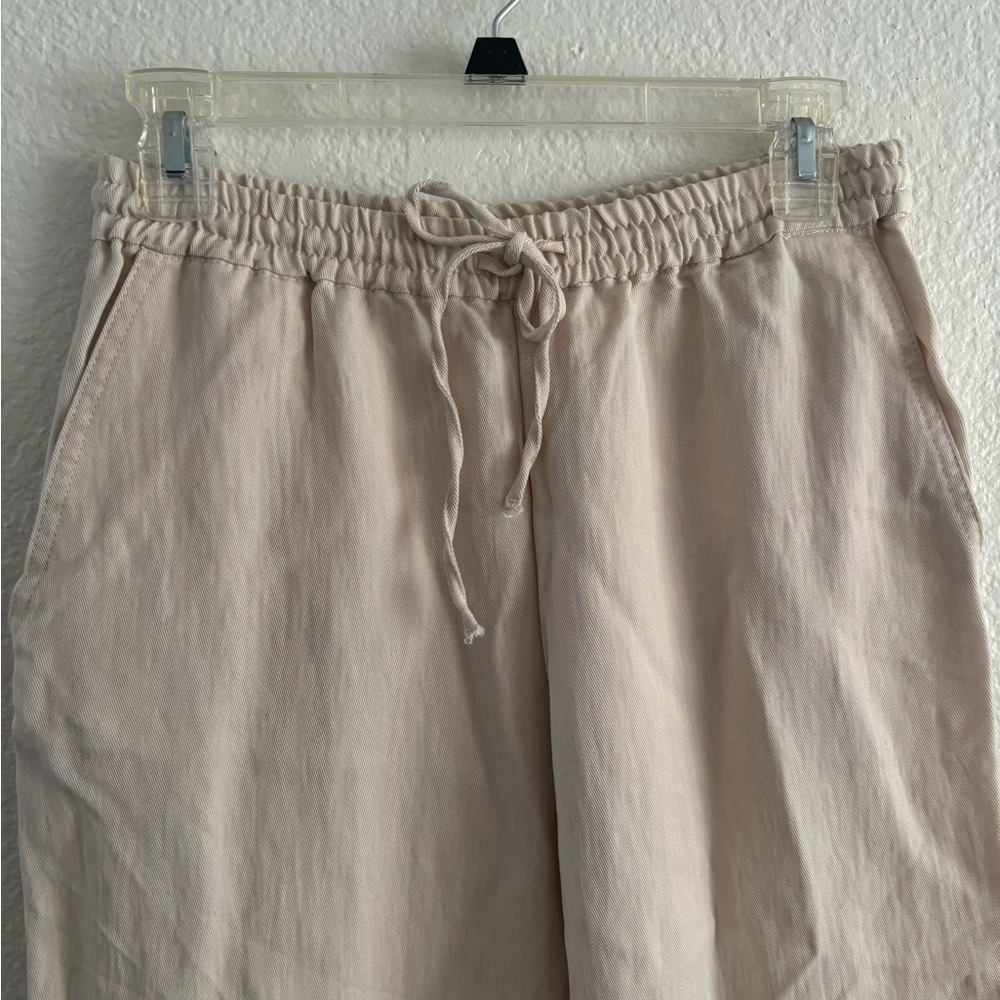 ZARA Pants XS Beige Lyocell Blend Drawstring Wide Leg Relaxed Trousers - Picture 4 of 10